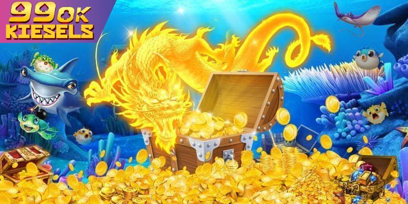 Bắn Cá Thần Rồng: Chinh Phục Đại Dương, Săn Thưởng Đổi Đời Người chơi sử dụng tính năng khóa mục tiêu để săn boss Kỳ Lân trong bắn cá thần rồng